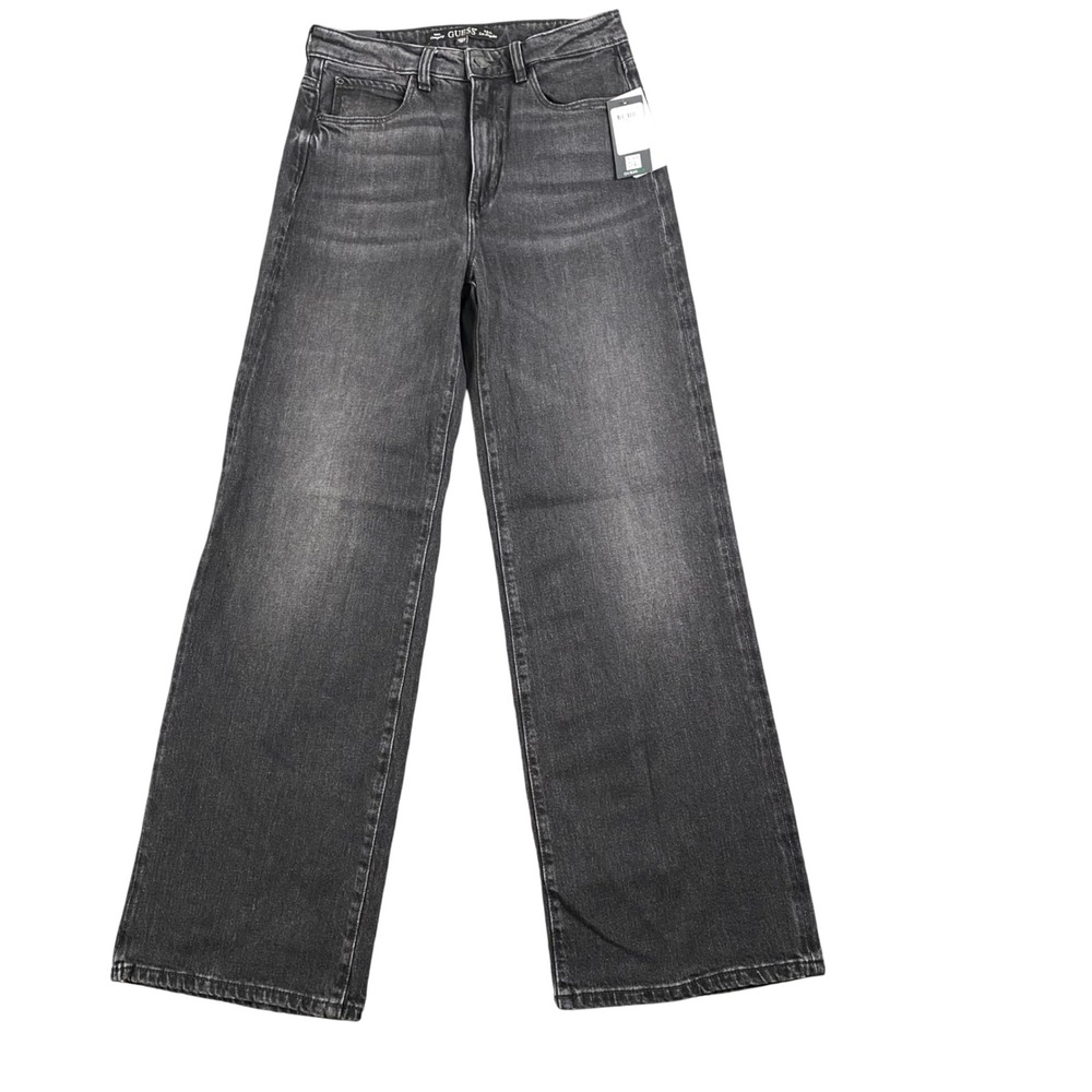 Guess Eco Women Wide Leg Jeans Authentic Black High Rise W4BA1AD4QD1 Size 28x30